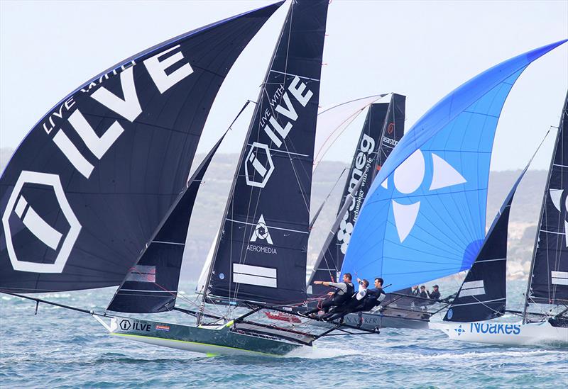 Ilve for'ard hand Dave Ewings sees something ahead - 2019 18ft Skiff Spring Championship photo copyright Frank Quealey taken at Australian 18 Footers League and featuring the 18ft Skiff class