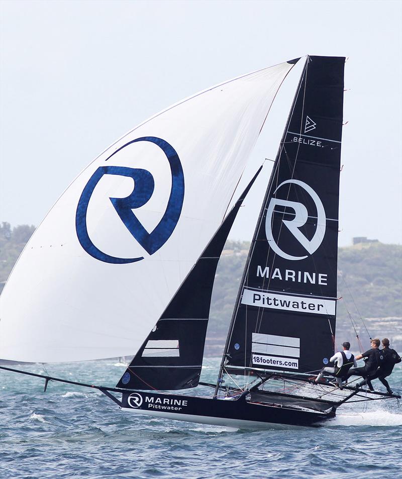 R Marine Pittwater was second at the first windward mark - 2019 18ft Skiff Spring Championship photo copyright Frank Quealey taken at Australian 18 Footers League and featuring the 18ft Skiff class