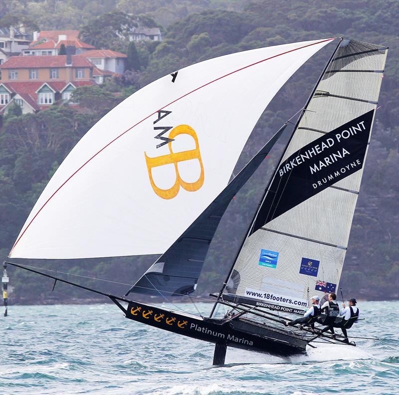 Dogged by bad luck during the Spring Championship, but Birkenhead Point Marina was in full cry down the spinnaker run last Sunday photo copyright Frank Quealey taken at Australian 18 Footers League and featuring the 18ft Skiff class