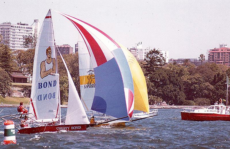 Chesty Bond beats Tia Maria by 1s in the Ocean Challenge photo copyright Frank Quealey taken at Australian 18 Footers League and featuring the 18ft Skiff class