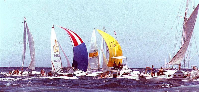 Tia Maria and Chesty Bond and the spectator fleet as the skiffs come through the Heads to Sydney Harbour - The Ocean Challenge - photo © Frank Quealey