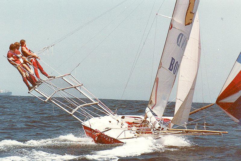 Chesty Bond's crew flying high on the wings - The Ocean Challenge - photo © Frank Quealey