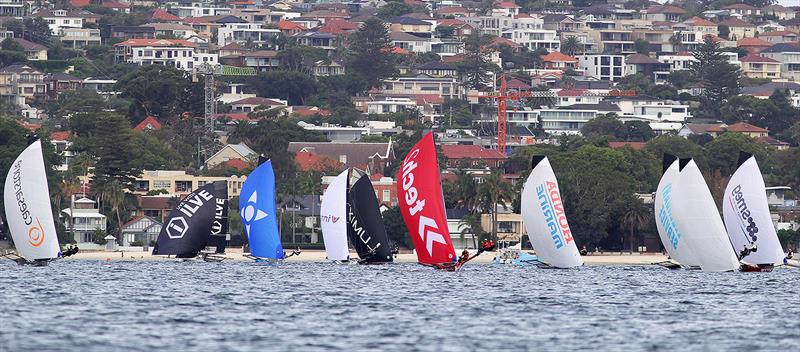 Honda Marine in contact with the race leaders 18ft skiffs - JJ Giltinan Championship - March 17, 2020 - Day 3 - Sydney Harbour photo copyright Frank Quealey taken at Australian 18 Footers League and featuring the 18ft Skiff class