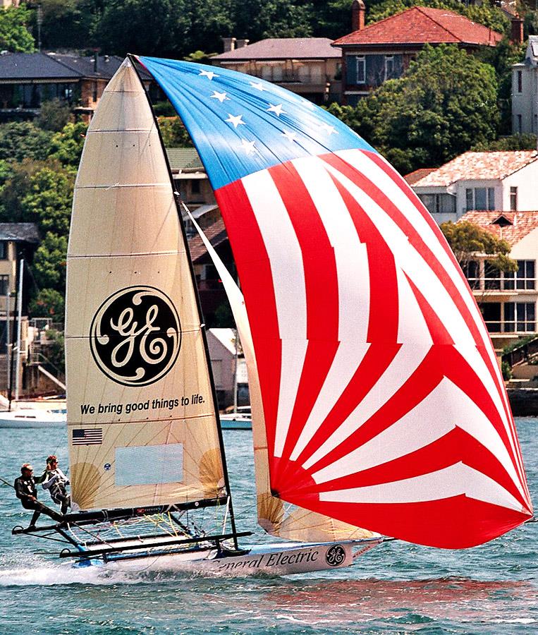 Legendry USA skipper Howie Hamlin won two JJ Giltinan Championships with this skiff in 2002 and 2003 photo copyright Frank Quealey taken at Australian 18 Footers League and featuring the 18ft Skiff class