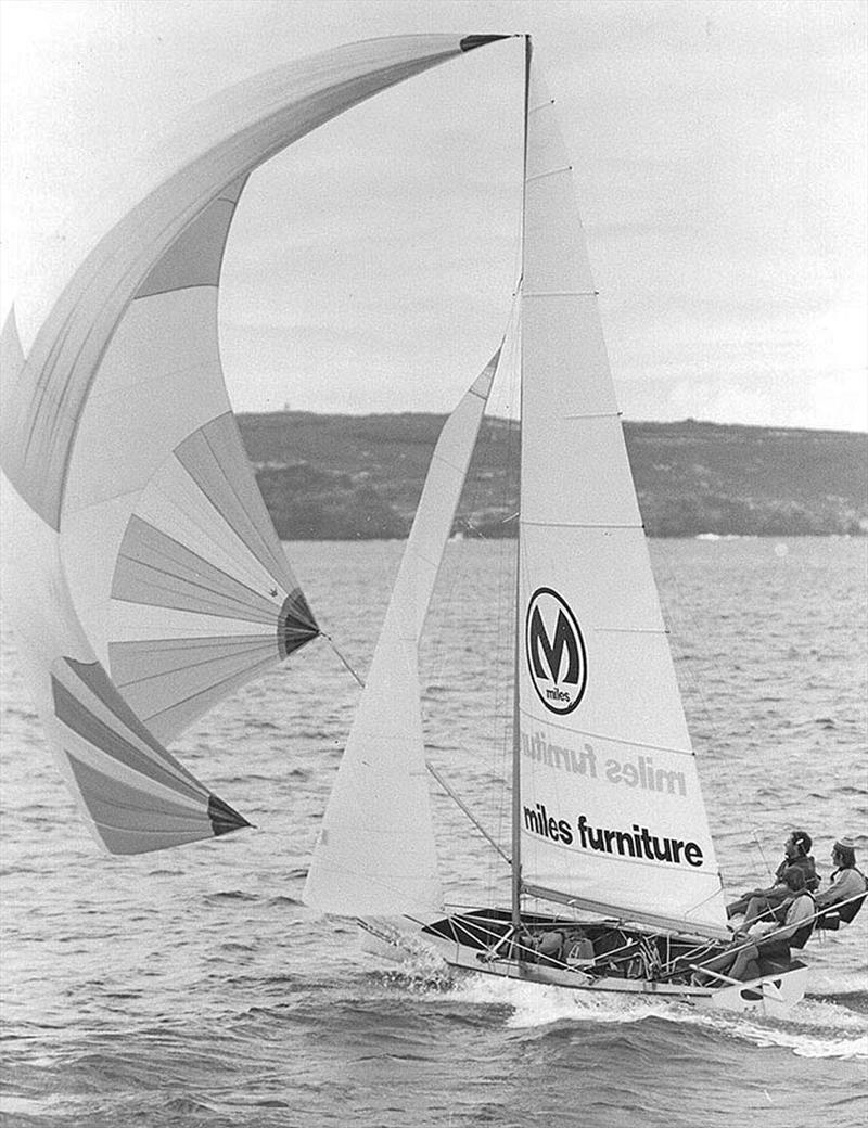 The Kulmar Family - Miles Furniture's spinnaker style photo copyright Frank Quealey taken at Australian 18 Footers League and featuring the 18ft Skiff class