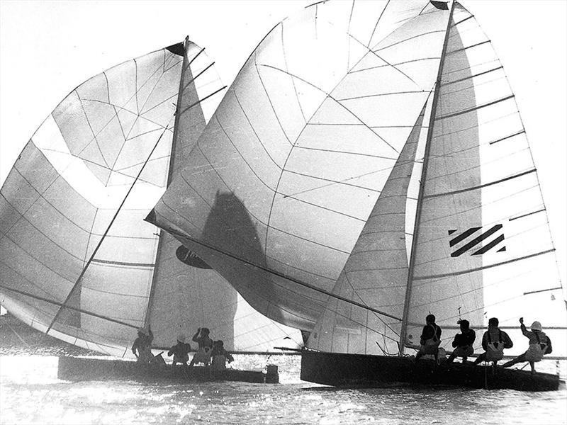 1969 Sail off on Brisbane River - Travelodge and Willie B photo copyright Frank Quealey taken at Australian 18 Footers League and featuring the 18ft Skiff class