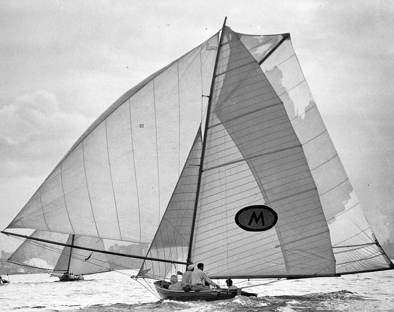 Bill Barnett's champion Myra Too photo copyright Frank Quealey taken at Australian 18 Footers League and featuring the 18ft Skiff class
