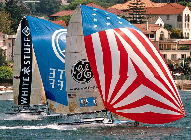 Mark Foy would have loved to see USA and UK boats competing against each other on Sydney Harbour photo copyright Frank Quealey taken at Australian 18 Footers League and featuring the 18ft Skiff class