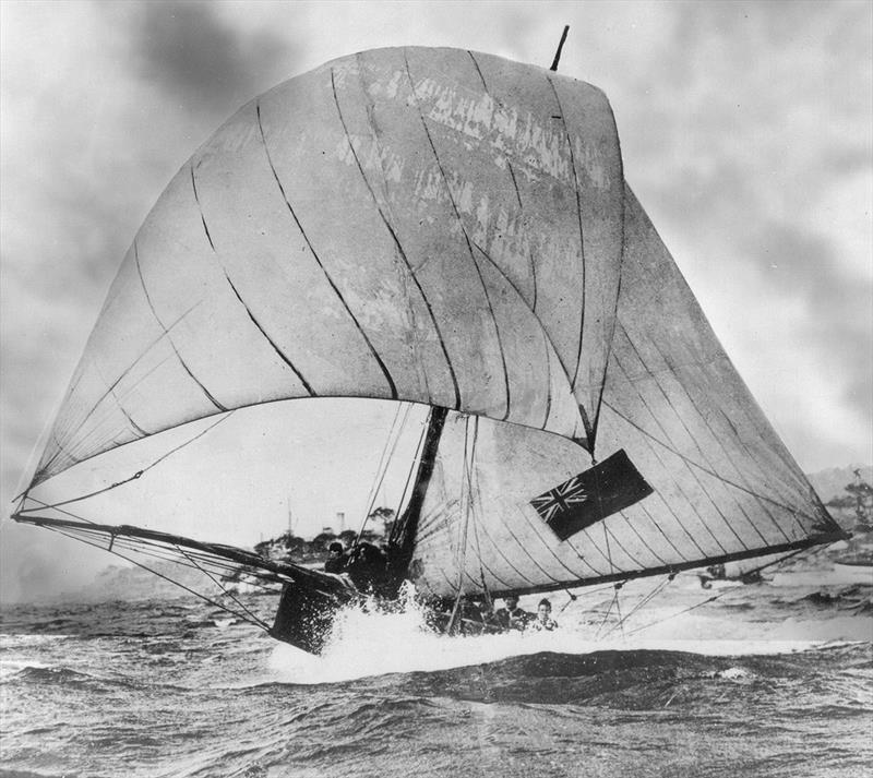 Britannia, one of the best known boats of the original 'Big Boat Era' photo copyright Frank Quealey taken at Australian 18 Footers League and featuring the 18ft Skiff class