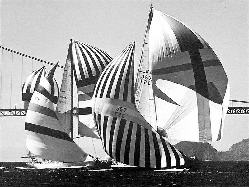 Ballyhoo leading the fleet in San Francisco photo copyright Frank Quealey taken at Australian 18 Footers League and featuring the 18ft Skiff class