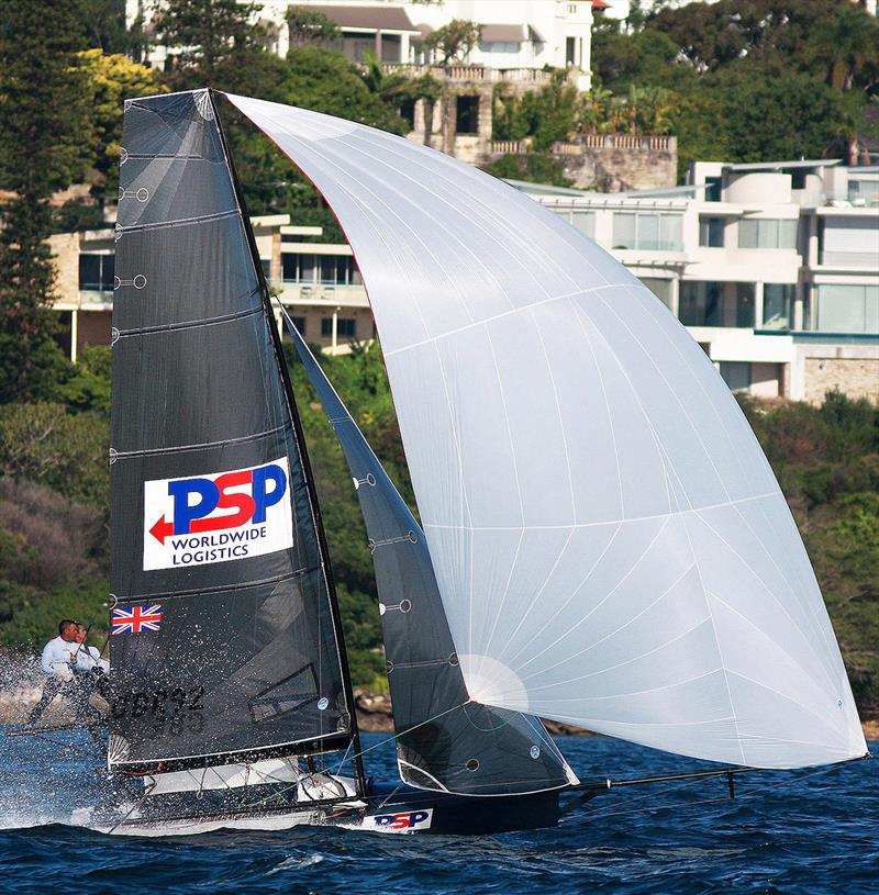 Rob's team at top speed during the 2010 JJs photo copyright Frank Quealey taken at Australian 18 Footers League and featuring the 18ft Skiff class