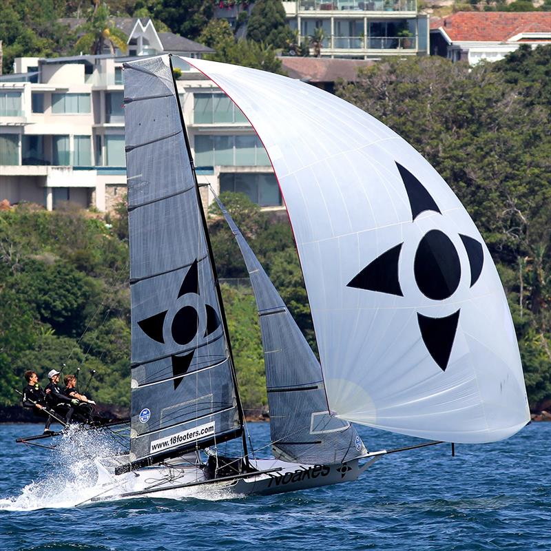Ash Rooklyn's team show their style to finish seventh at the 2016 JJ Giltinan Championship photo copyright Frank Quealey taken at Australian 18 Footers League and featuring the 18ft Skiff class