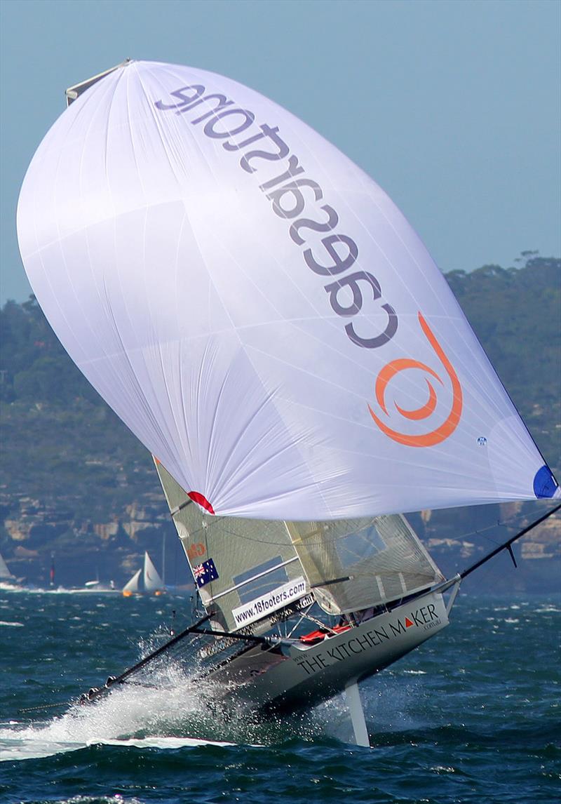 A flying run down the centre of Sydney Harbour in the 2016-2017 Season photo copyright Frank Quealey taken at Australian 18 Footers League and featuring the 18ft Skiff class