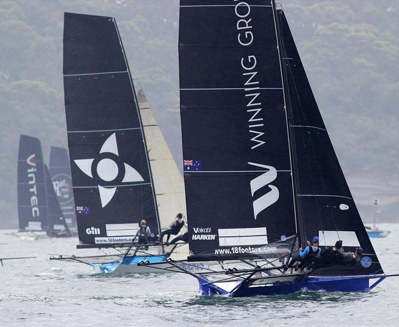 Early in Race 1 of the 2020-2021 18ft Skiff NSW Championship photo copyright Frank Quealey taken at Australian 18 Footers League and featuring the 18ft Skiff class