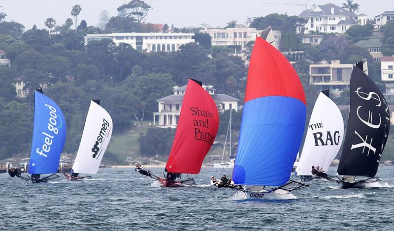 Typical of the close racing in the fleet - 2020-2021 NSW Championship photo copyright Frank Quealey taken at Australian 18 Footers League and featuring the 18ft Skiff class