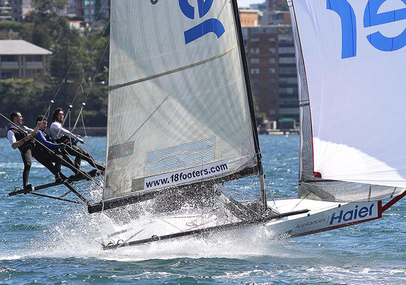 Tim's first season in the 18s with Haier Appliances in 2016-2017 photo copyright Frank Quealey taken at Australian 18 Footers League and featuring the 18ft Skiff class