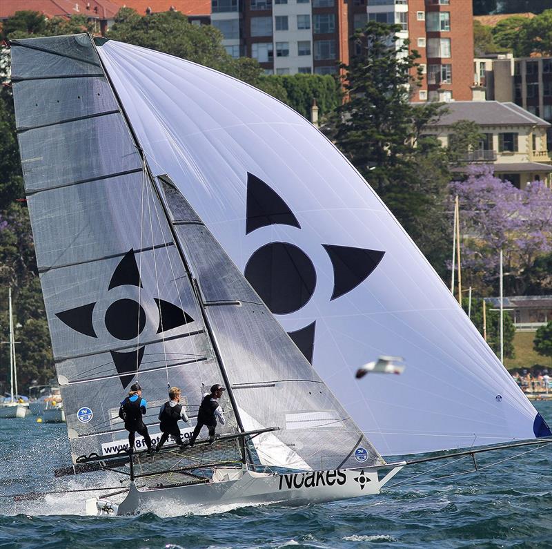 Tim was in the bow of Noakes Youth after returning from the Youth America's Cup as part of the Japan team photo copyright Frank Quealey taken at Australian 18 Footers League and featuring the 18ft Skiff class