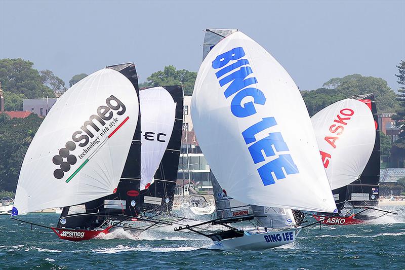 Bing Lee leads the fleet during the 2019-2020 Australian 18ft Skiff Championship - photo © Frank Quealey