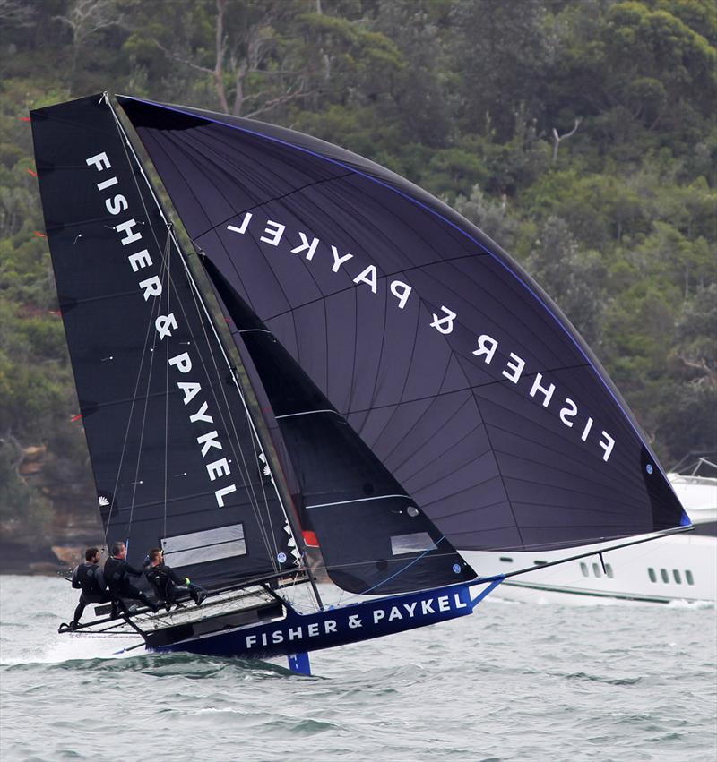 18ft Skiff NSW Championship Race 2: Fisher and Paykel, downwind to Obelisk Bay photo copyright Frank Quealey taken at Australian 18 Footers League and featuring the 18ft Skiff class