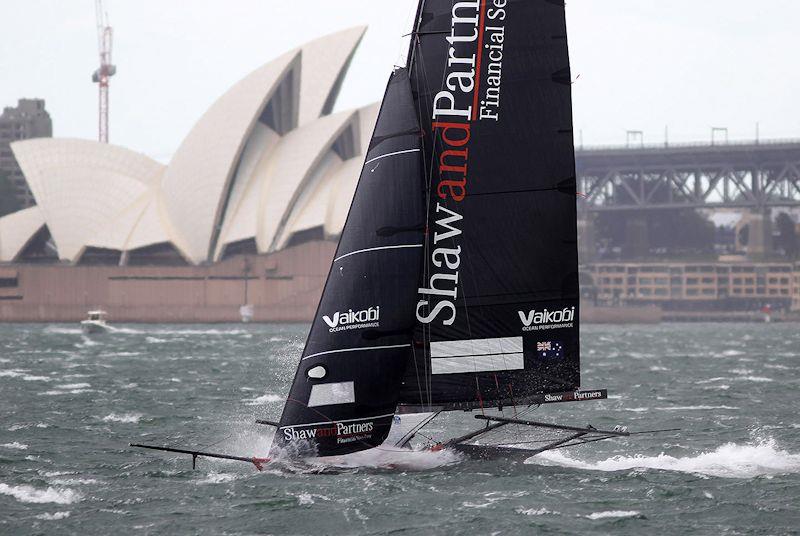 Shaw and Partners on the run from Kurraba Point to Rose Bay - 18ft Skiff NSW Championship race 5 photo copyright Frank Quealey taken at Australian 18 Footers League and featuring the 18ft Skiff class