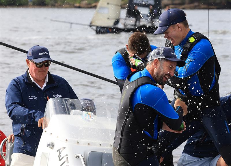 The Andoo team celebrate winning the 2022 JJ Giltinan 18ft Skiff Championship - photo © Michael Chittenden