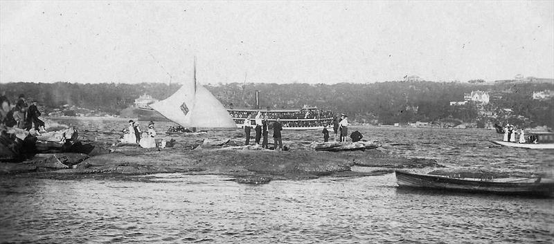 Early days, the ferry following a race off Shark Island - photo © Archive