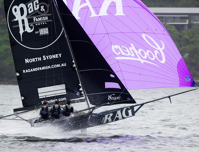 Rag and Famish Hotel on a Sydney Harbour southerly run - Mark Foy Trophy photo copyright Frank Quealey taken at Australian 18 Footers League and featuring the 18ft Skiff class