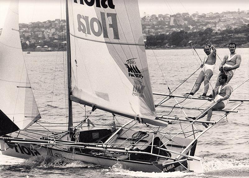 John (Woody) Winning skippering Flora in the 1980s with Jay Harrison on the sheet photo copyright Archive taken at Vaucluse Amateur 12ft Sailing Club and featuring the 18ft Skiff class