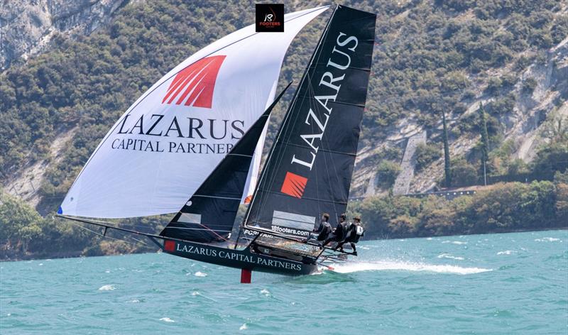 Mark Foy European Championship for 18ft Skiffs on Lake Garda photo copyright Elena Giolai taken at Circolo Vela Arco and featuring the 18ft Skiff class