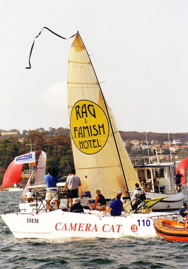 Rag and Famish Hotel team receives the blue ribbon for winning the 2001 Giltinan World Championship photo copyright Frank Quealey taken at Australian 18 Footers League and featuring the 18ft Skiff class