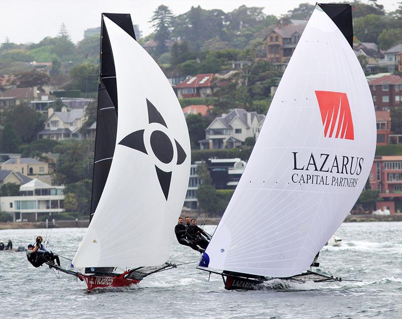 Lazarus and Noakes Youth coming in from the LHS of the course - 18ft Skiff Spring Championship race 2 photo copyright Frank Quealey taken at Australian 18 Footers League and featuring the 18ft Skiff class