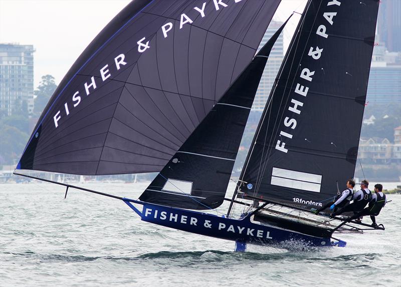 Early leader during Race 5 of the 18ft Skiff Spring Championship photo copyright Frank Quealey taken at Australian 18 Footers League and featuring the 18ft Skiff class