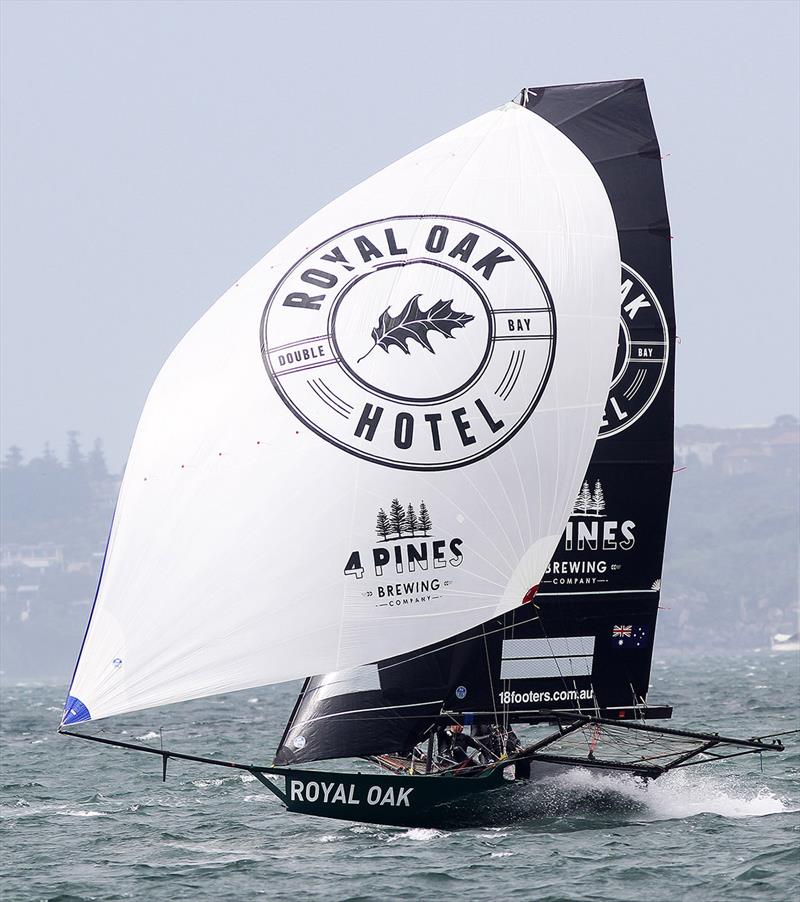 Second placed The Oak Double Bay-4 Pines - 18ft Skiff Spring Championship photo copyright Frank Quealey taken at Australian 18 Footers League and featuring the 18ft Skiff class