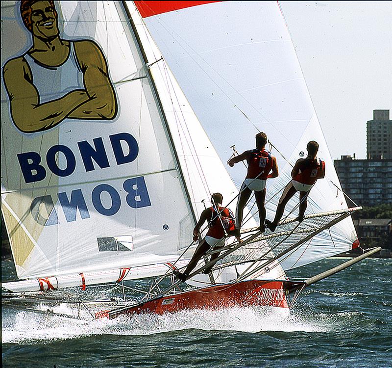 Phil Barnett won two world championships as sheet hand on Chesty Bond skiffs in the 1980s  - photo © Bob Ross photo