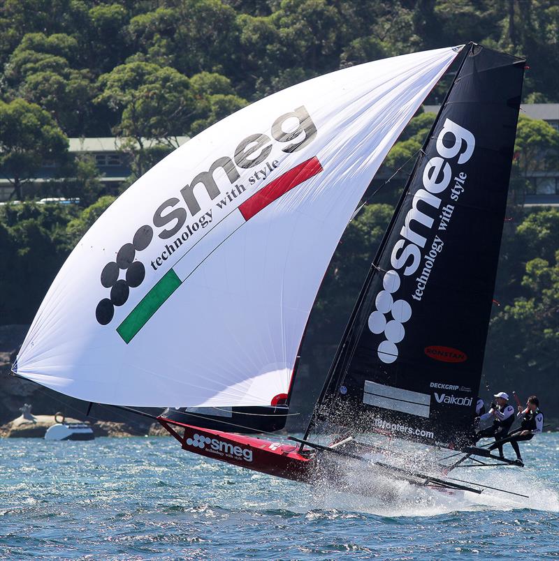 Smeg shows winning form in 2022-23 NSW 18ft Skiff Championship Race 4 photo copyright Frank Quealey taken at Australian 18 Footers League and featuring the 18ft Skiff class