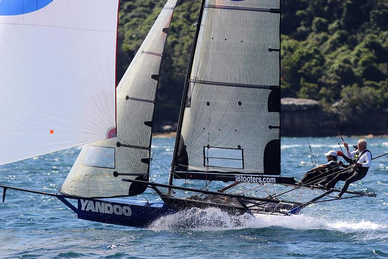 Yandoo in action earlier in the championship photo copyright Frank Quealey taken at Australian 18 Footers League and featuring the 18ft Skiff class