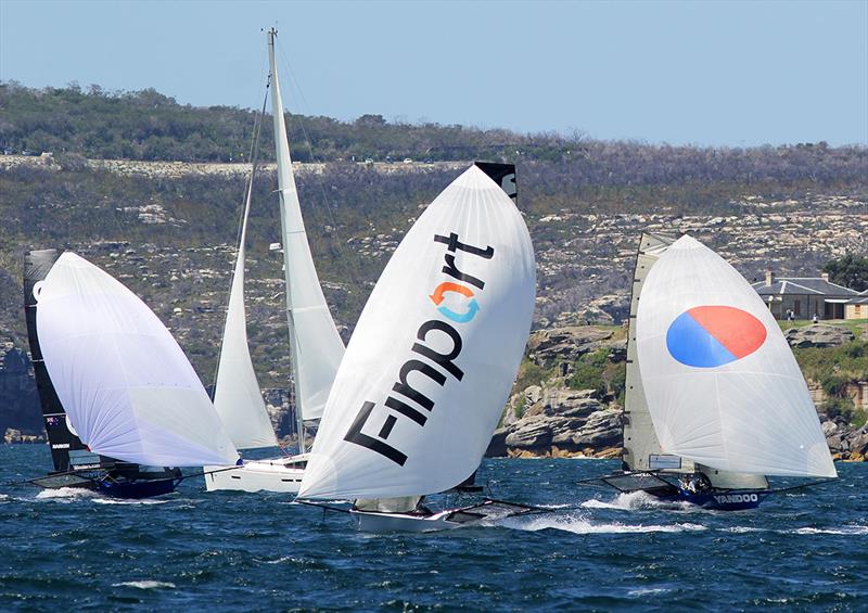 Finport Finance led Yandoo and Andoo from the top mark last Sunday photo copyright Frank Quealey taken at Australian 18 Footers League and featuring the 18ft Skiff class