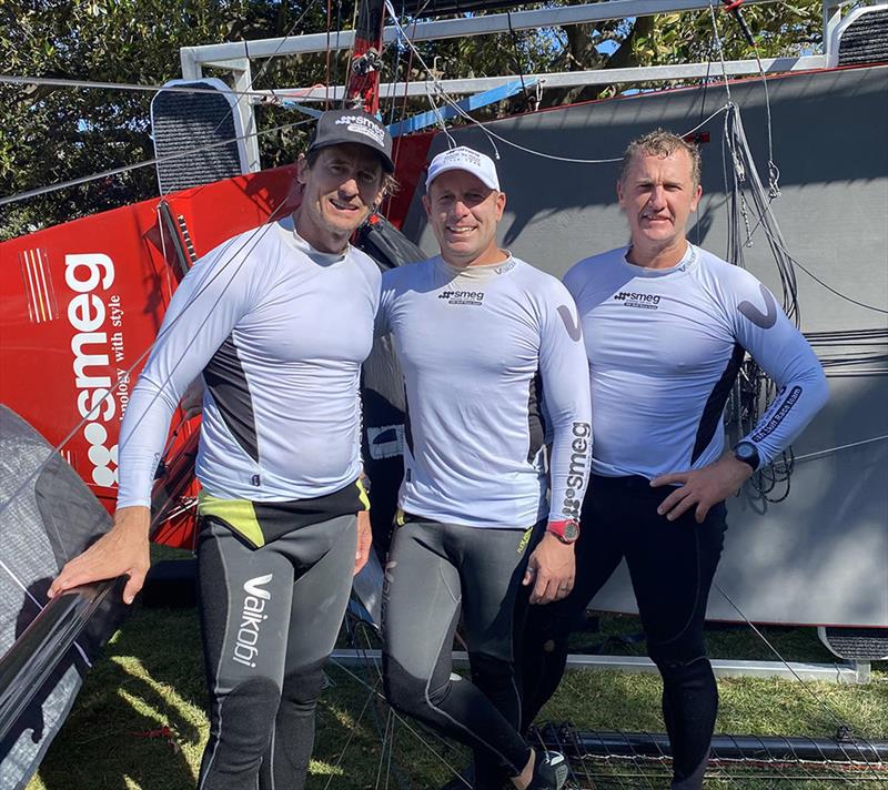 Smeg's winning crew last Sunday photo copyright Lara Quigley taken at Australian 18 Footers League and featuring the 18ft Skiff class