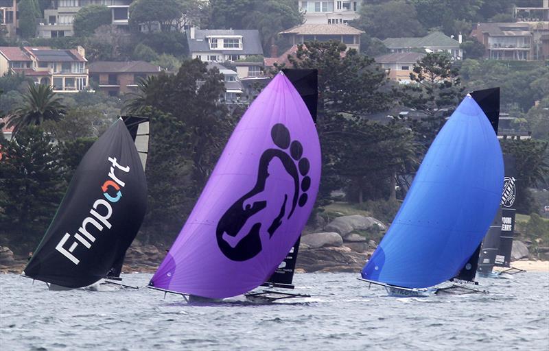 Fleet coming out from Rose Bay in light air - 18ft Skiff Australian Championship - photo © Frank Quealey