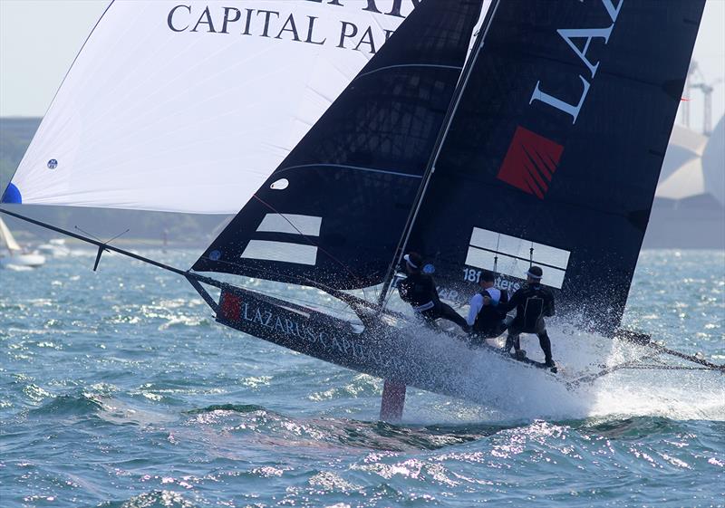 Lazarus, finished third in the 18ft Skiff Australian nationals photo copyright Frank Quealey taken at Australian 18 Footers League and featuring the 18ft Skiff class