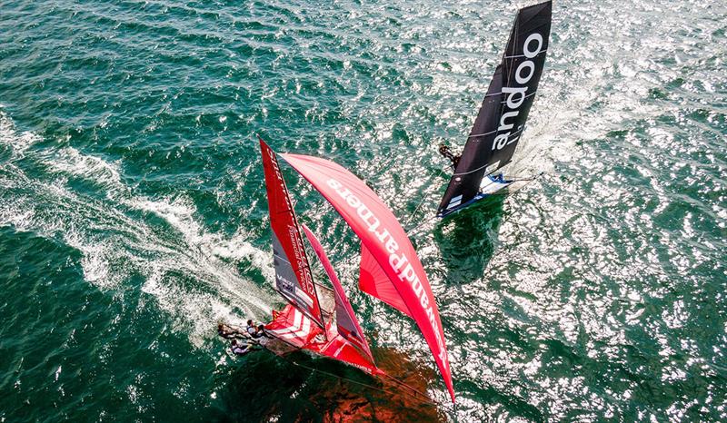 Shaw and Partners crosses Andoo photo copyright Michael Chittenden taken at Australian 18 Footers League and featuring the 18ft Skiff class