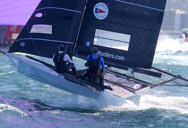 Dave Hayter drives Big Foot hard at the recent nationals photo copyright Archive taken at Australian 18 Footers League and featuring the 18ft Skiff class