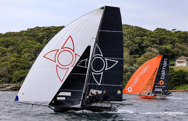 Big Pete and Balmain Slake downwind during the 18ft Skiff 73rd JJ Giltinan Championship Invitation Race - photo © Frank Quealey