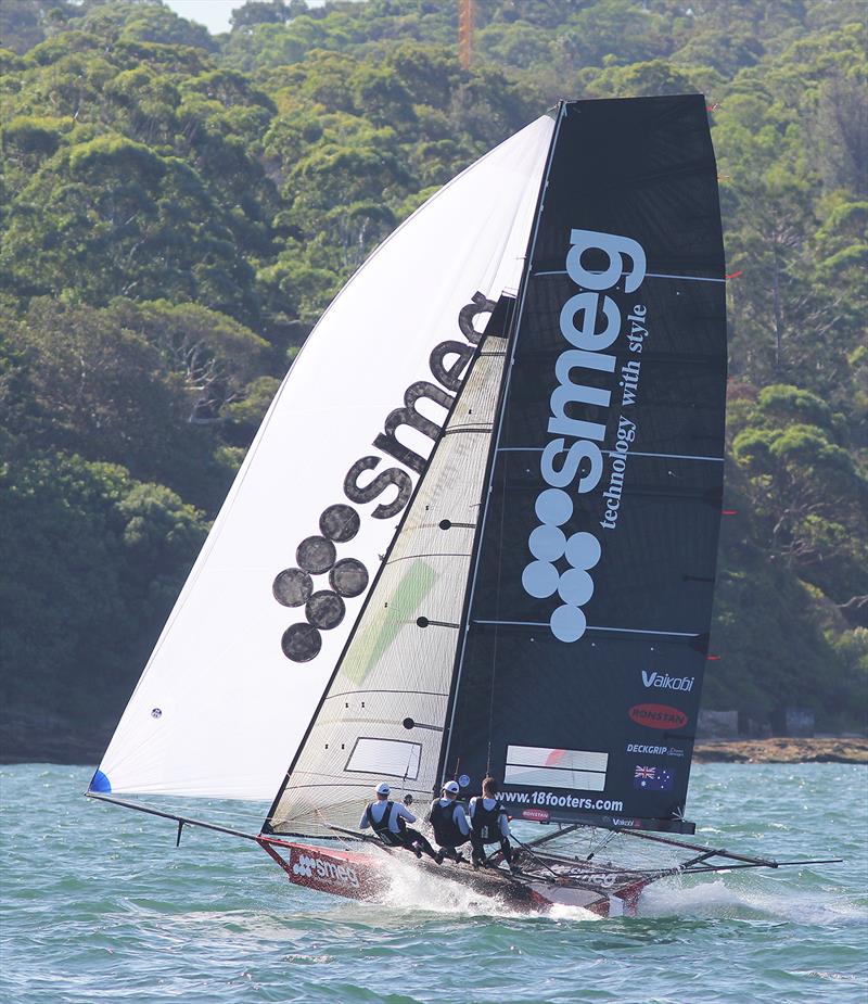 Smeg led for most of Race 7 on 18ft Skiff 73rd JJ Giltinan Championship Day 5 photo copyright Frank Quealey taken at Australian 18 Footers League and featuring the 18ft Skiff class