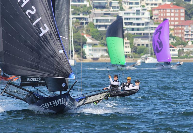 Fisher & Paykel won the handicap section ofRace 7 on 18ft Skiff 73rd JJ Giltinan Championship Day 5 photo copyright Frank Quealey taken at Australian 18 Footers League and featuring the 18ft Skiff class