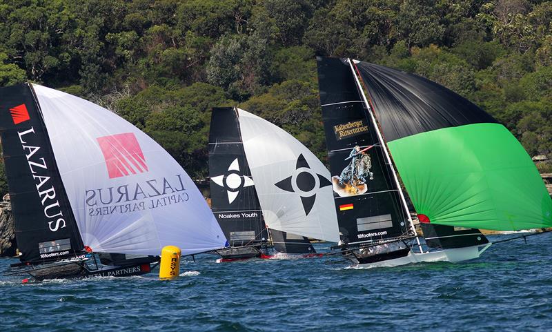 Going to the wing mark in race 8 on 18ft Skiff 73rd JJ Giltinan Championship Day 6 photo copyright Frank Quealey taken at Australian 18 Footers League and featuring the 18ft Skiff class