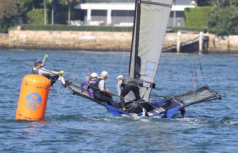 Queen Karly and the Yandoo team at the bottom mark on lap two during the 18ft Skiff Queen of the Harbour - photo © Frank Quealey