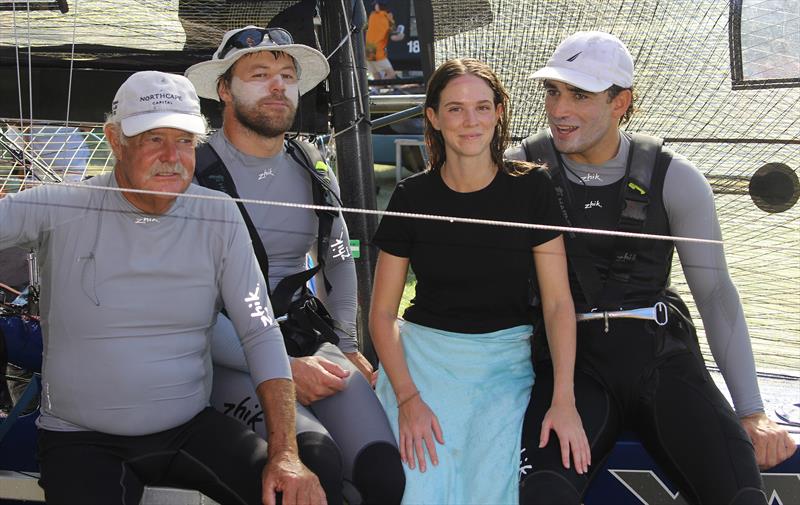 Karly Zinga, 18 footer Queen of Sydney Harbour with the Yandoo team of John Winning, Fang Warren and Josh Porebski photo copyright Frank Quealey taken at Australian 18 Footers League and featuring the 18ft Skiff class