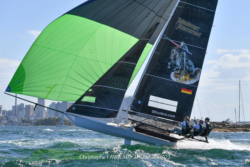 Black Knight team photo copyright Christophe Favreau / JJ Giltinan 2023 taken at Australian 18 Footers League and featuring the 18ft Skiff class