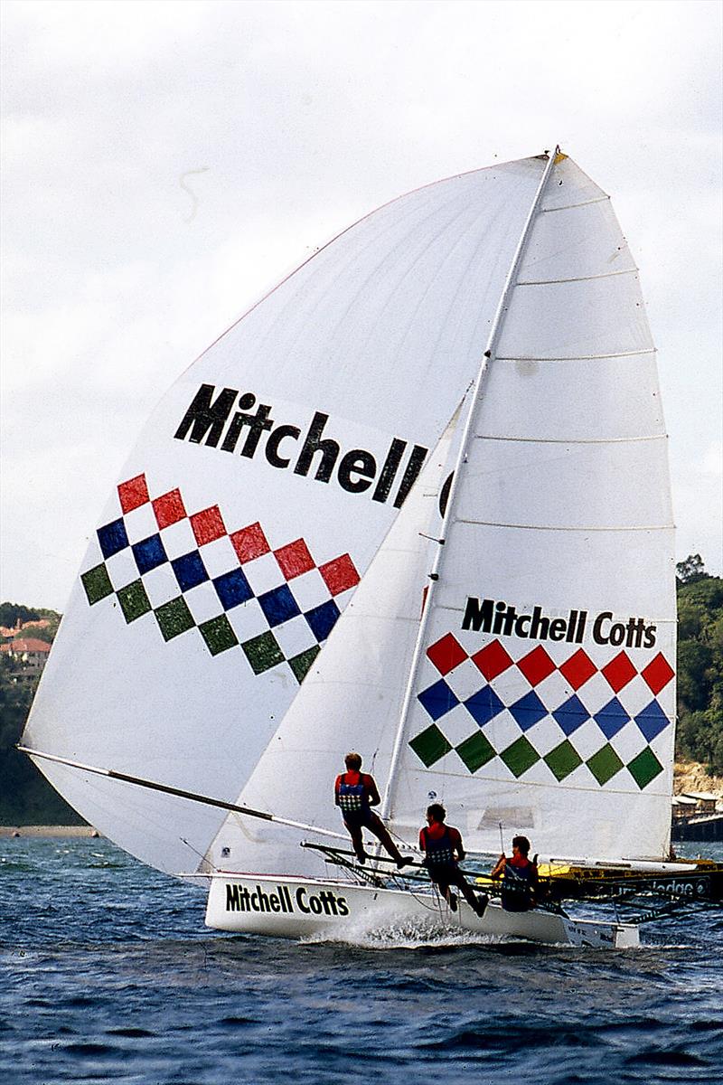 John Winning skippered Mitchell Cotts for Patrick Corrigan in the early 1980s photo copyright Frank Quealey taken at Australian 18 Footers League and featuring the 18ft Skiff class